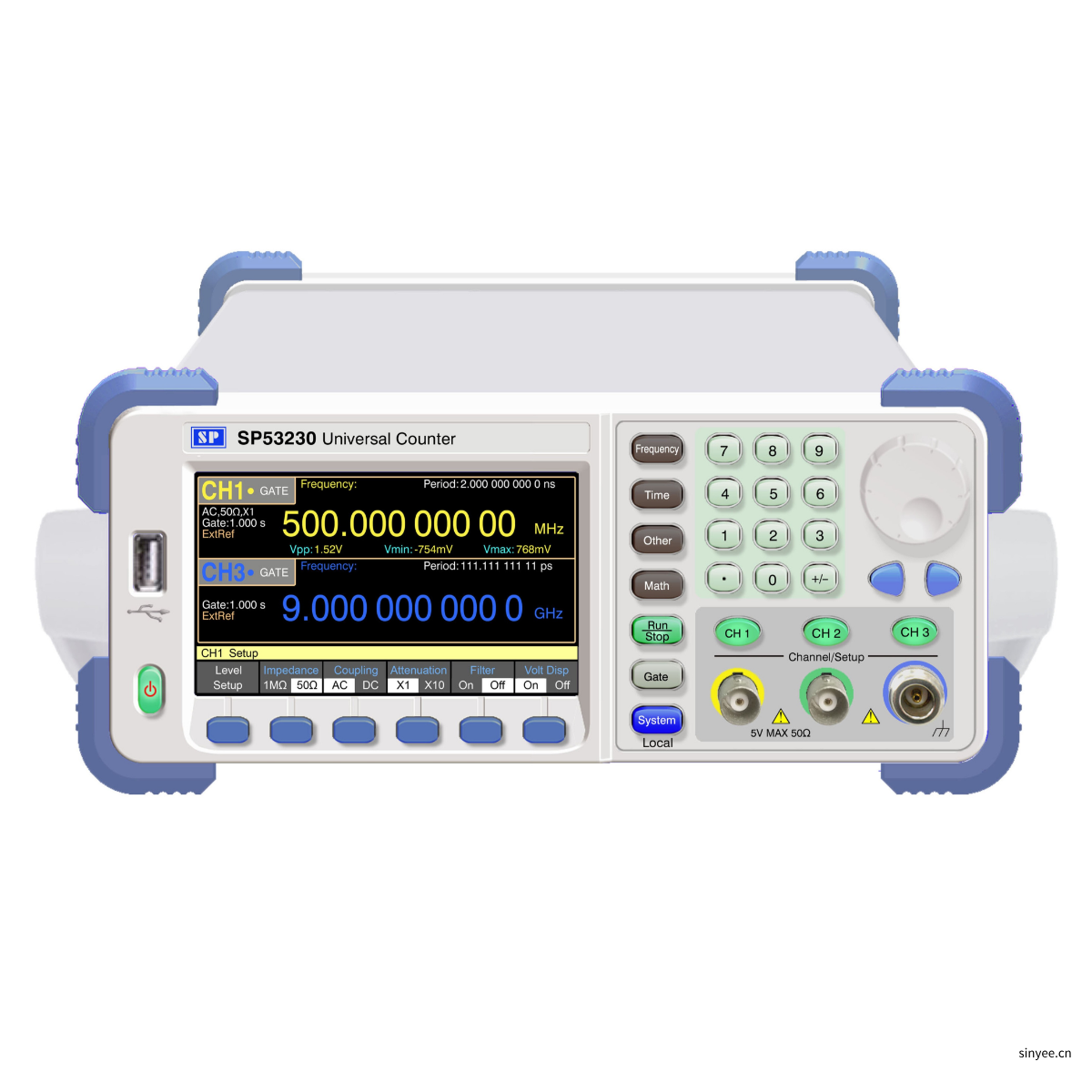 SP53230通用频率计数器11位双路0.14mHz~500MHz/1.5GHz/2.5GHz/3GHz/6GHz/9G